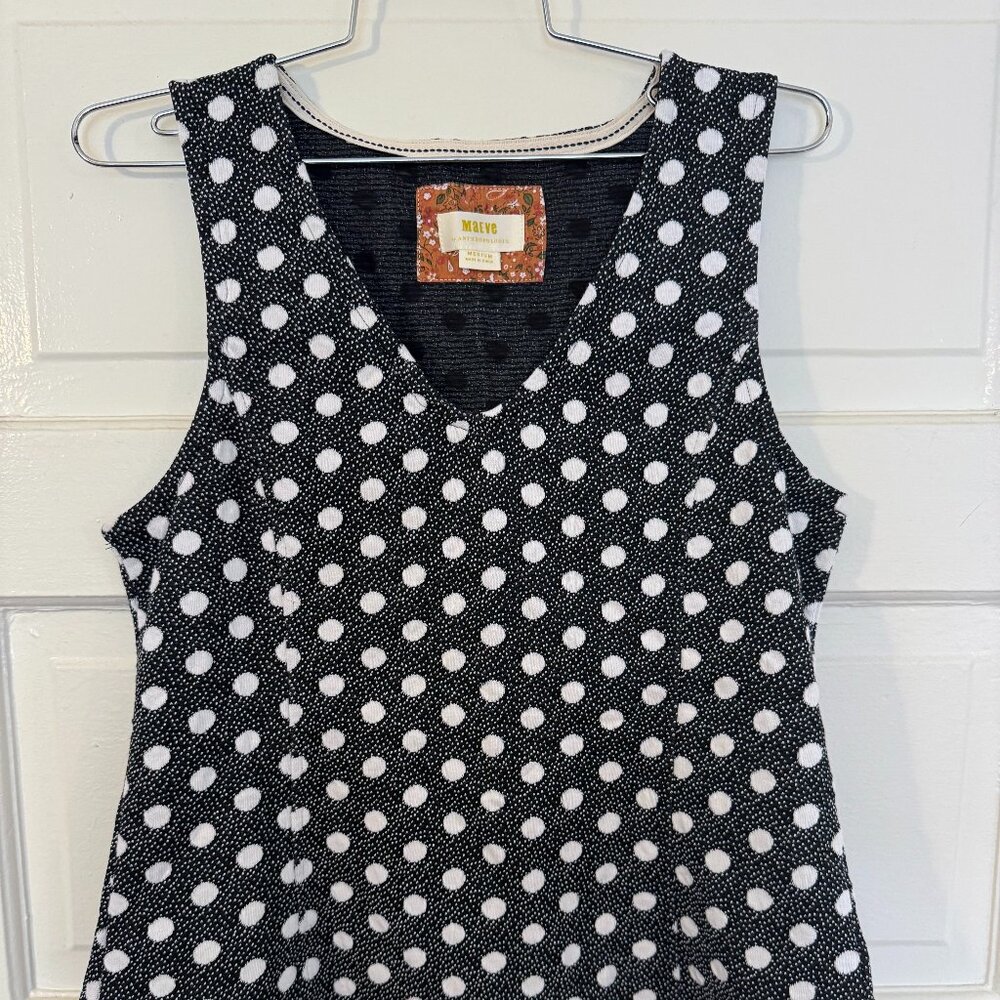 Anthropologie Maeve Black & White Polka Dot Jaquard Tank Top / Sleeveless - M